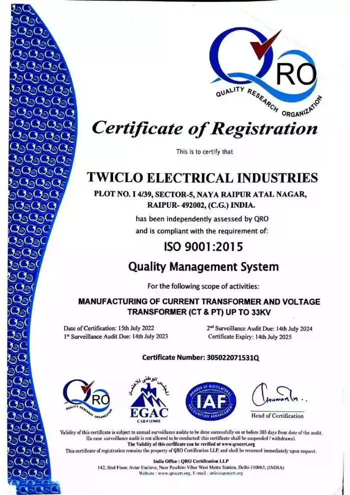 iso 9001:2015 twiclo electrical industries
